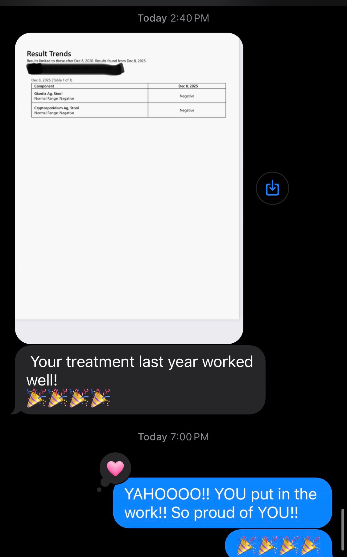 Patient testimonial about Giardia treatment success