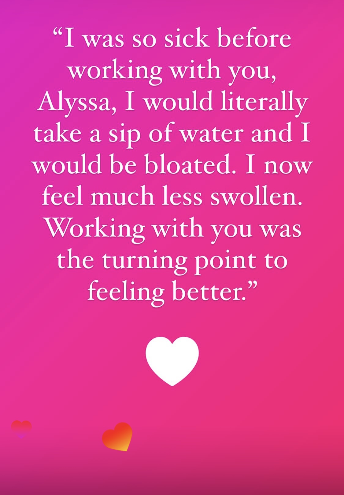 Patient transformation - Working with you was the turning point to feeling better