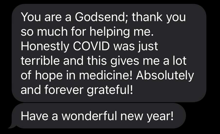 Patient testimonial about COVID recovery